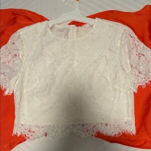 J. Crew White Lace Corp Women's Blouse